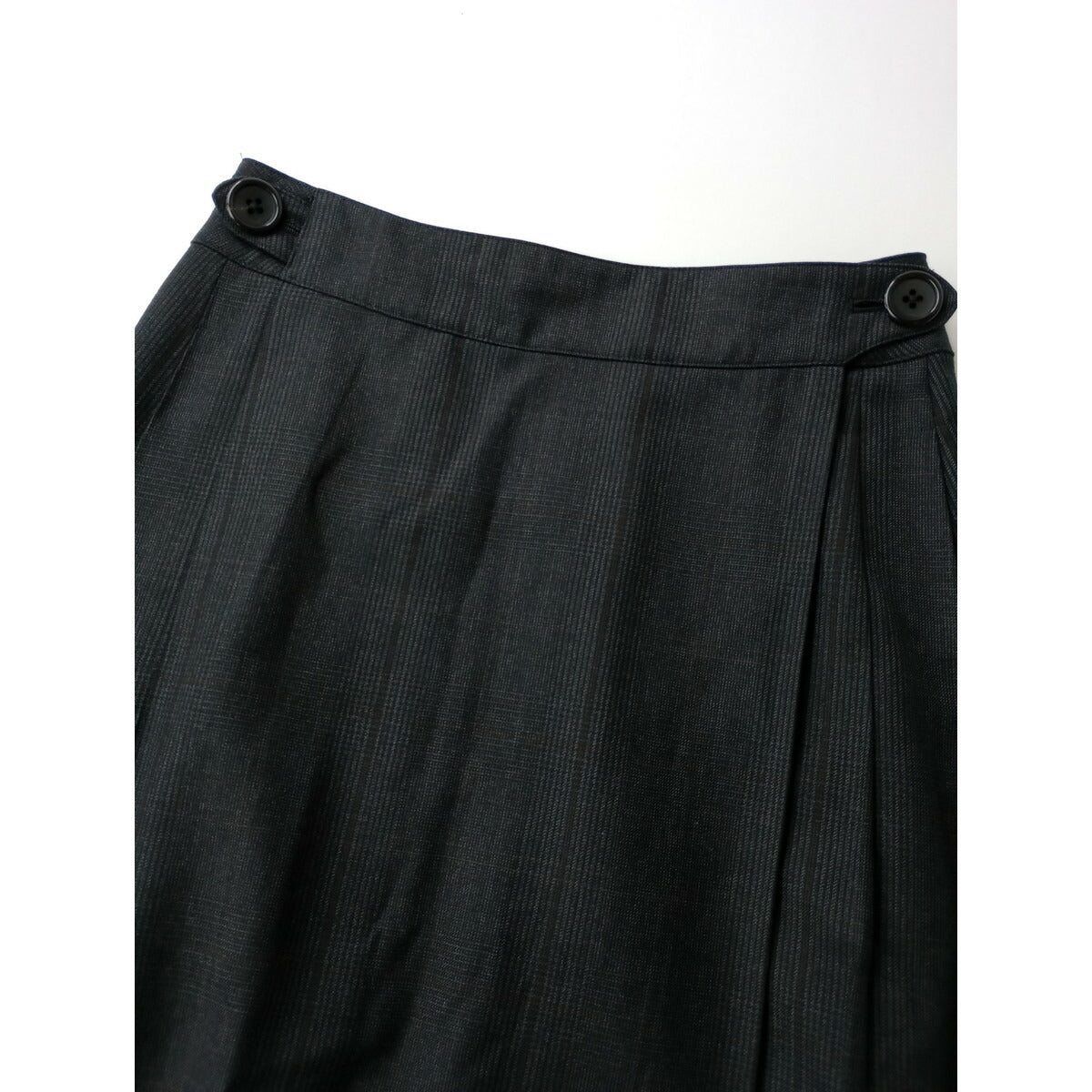MARGARET HOWELL マーガレットハウエル LARGE CHECK WOOL COTTON SKIRT チェック ウール コットン スカート 1 黒 ブラック【中古】
