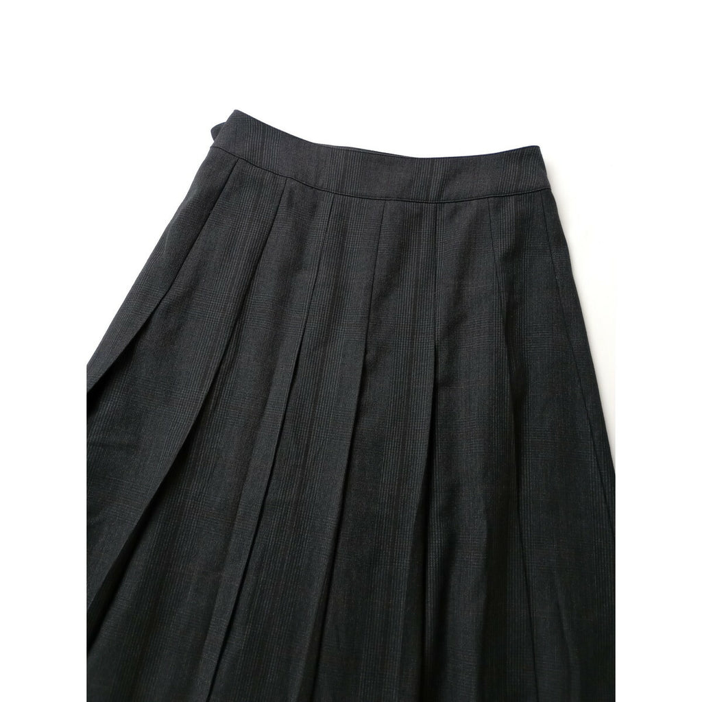 MARGARET HOWELL マーガレットハウエル LARGE CHECK WOOL COTTON SKIRT チェック ウール コットン スカート 1 黒 ブラック【中古】