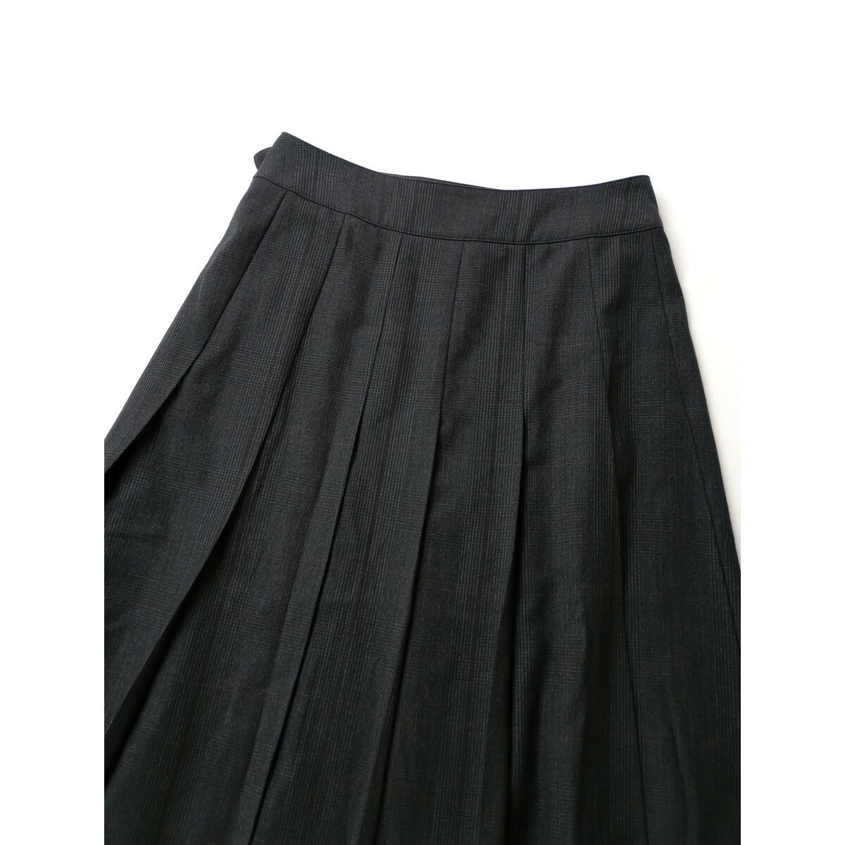 MARGARET HOWELL マーガレットハウエル LARGE CHECK WOOL COTTON SKIRT チェック ウール コットン スカート 1 黒 ブラック【中古】