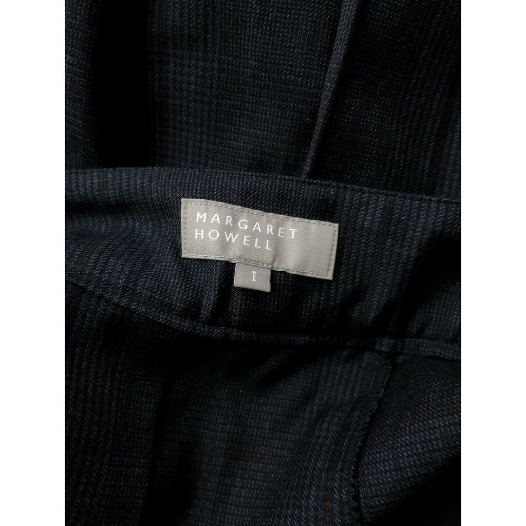 MARGARET HOWELL マーガレットハウエル LARGE CHECK WOOL COTTON SKIRT チェック ウール コットン スカート 1 黒 ブラック【中古】