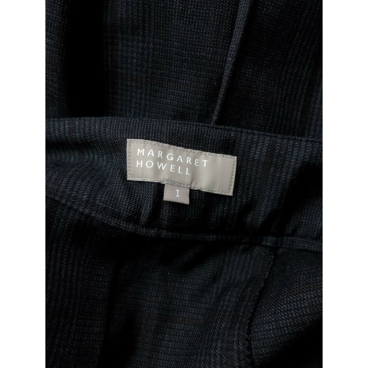 MARGARET HOWELL マーガレットハウエル LARGE CHECK WOOL COTTON SKIRT チェック ウール コットン スカート 1 黒 ブラック【中古】