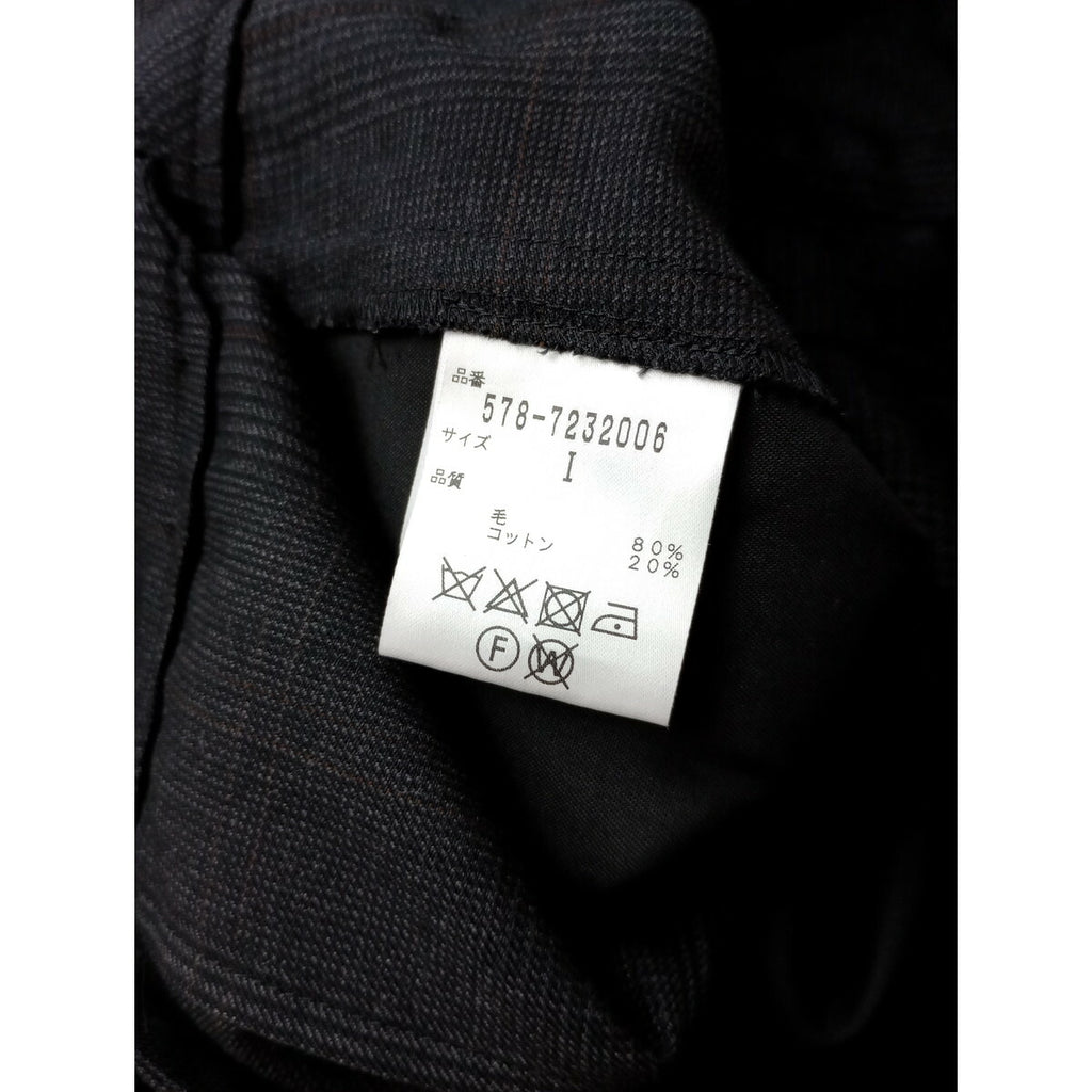 MARGARET HOWELL マーガレットハウエル LARGE CHECK WOOL COTTON SKIRT チェック ウール コットン スカート 1 黒 ブラック【中古】