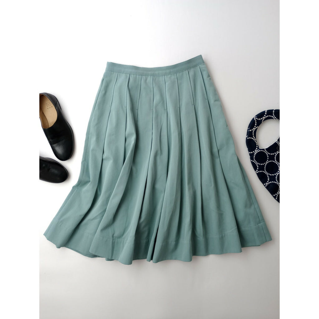 MARGARET HOWELL マーガレットハウエル SOFT GABARDINE プリーツ スカート ブルー 2【中古】