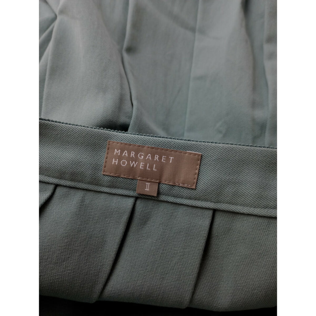 MARGARET HOWELL マーガレットハウエル SOFT GABARDINE プリーツ スカート ブルー 2【中古】