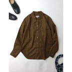 MARGARET HOWELL マーガレットハウエル FINE COTTON POPLIN SHIRT ファイン コットン 綿 100％ ポプリン シャツ ブラウン 1 長袖 茶色【中古】
