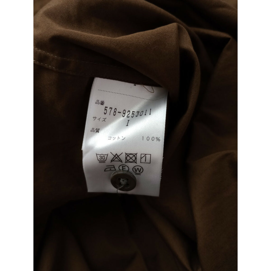 MARGARET HOWELL マーガレットハウエル FINE COTTON POPLIN SHIRT ファイン コットン 綿 100％ ポプリン シャツ ブラウン 1 長袖 茶色【中古】