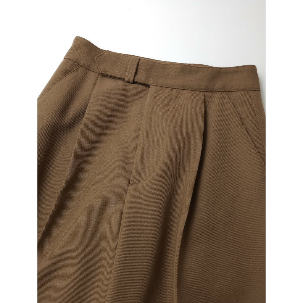 MARGARET HOWELL マーガレットハウエル WOOL GABARDINE TROUSERS ウール 毛 100％ ワイド パンツ ベージュ 2【中古】