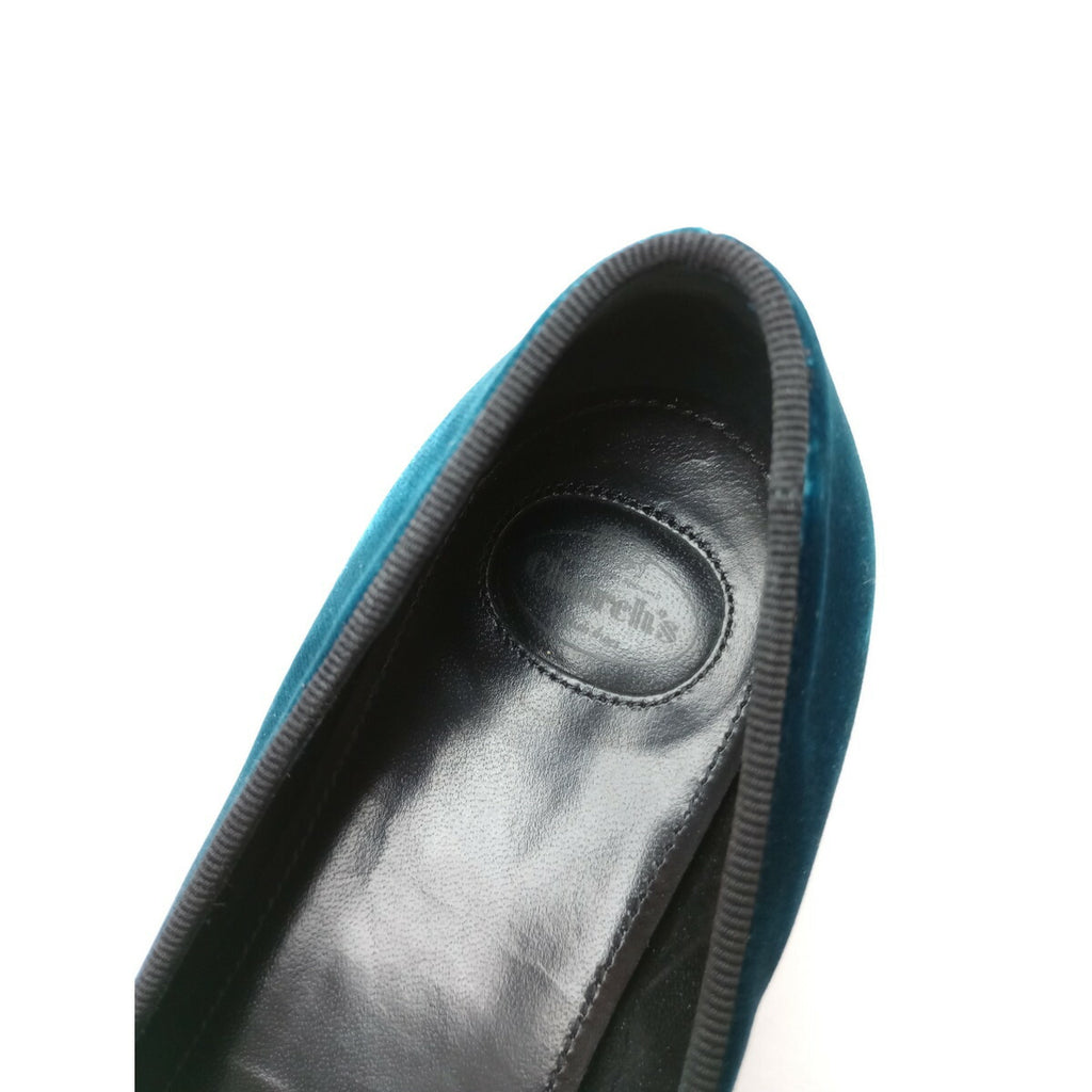 church チャーチ ベルベット オペラ シューズ 靴 ベロア ピーコックブルー 37 (23M＋9609)【中古】