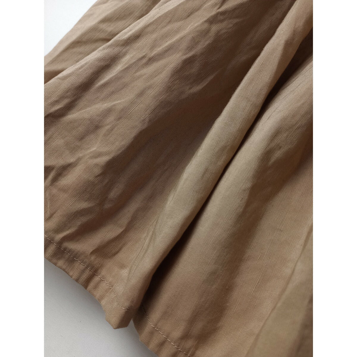 Gauze# ガーゼ リネン コットン スタンドカラー 半袖 ロング ワンピース ベージュ FREE【中古】
