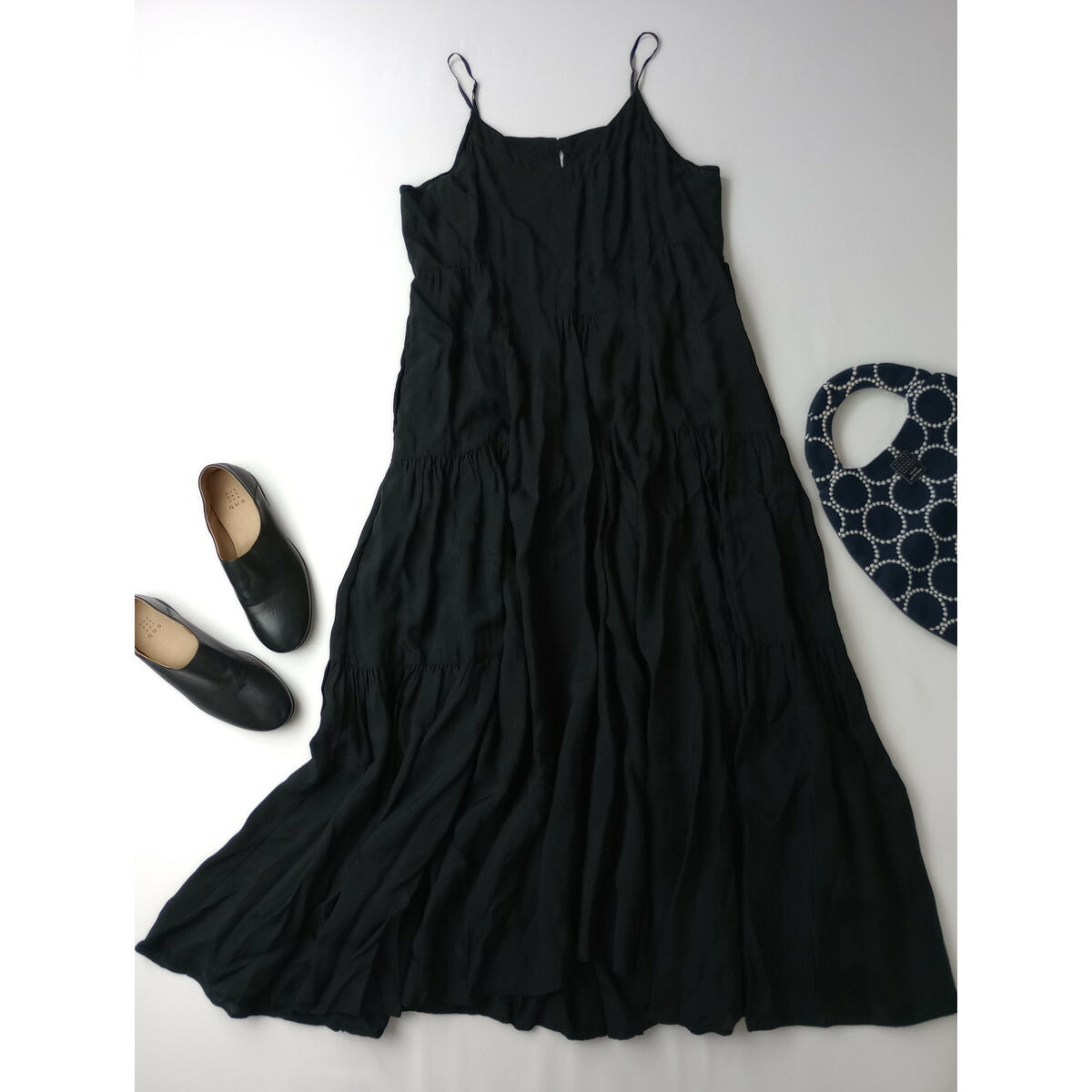 25SS suzuki takayuki スズキタカユキ camisole dress キュプラ キャミソール ドレス ロング ワンピース 黒 ブラック【中古】
