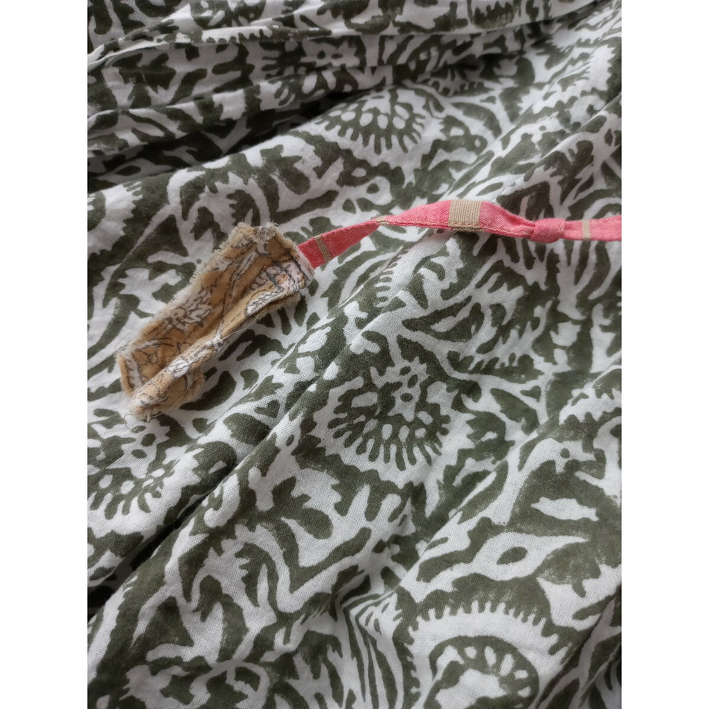 sankaku サンカク インド ブロック プリント ロング ワンピース 白 グレー【中古】
