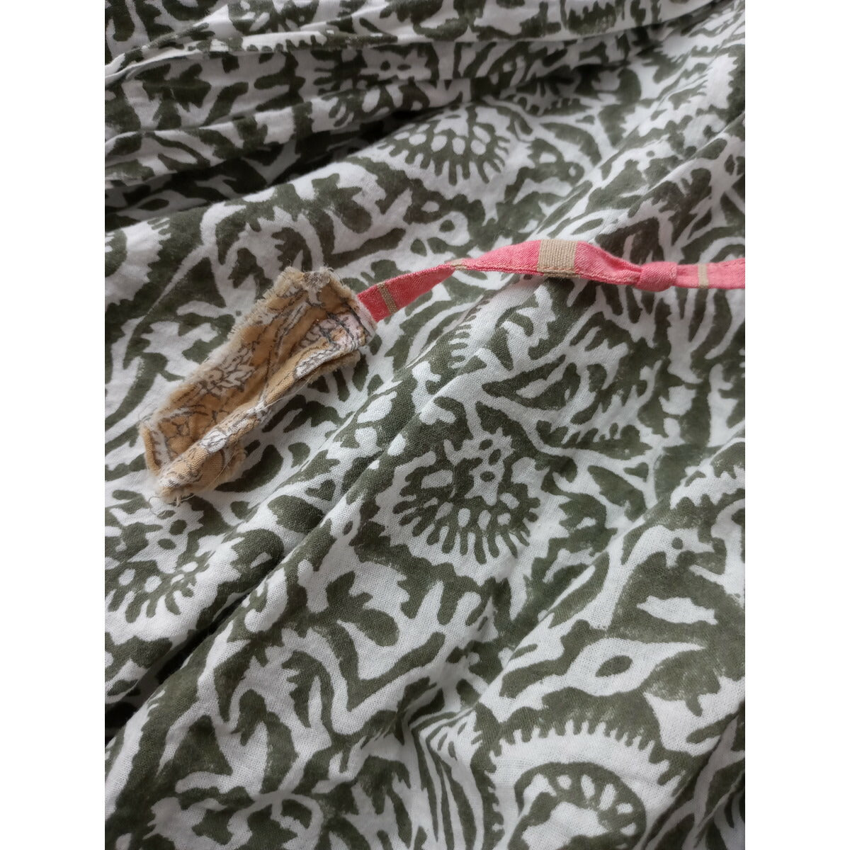 sankaku サンカク インド ブロック プリント ロング ワンピース 白 グレー【中古】