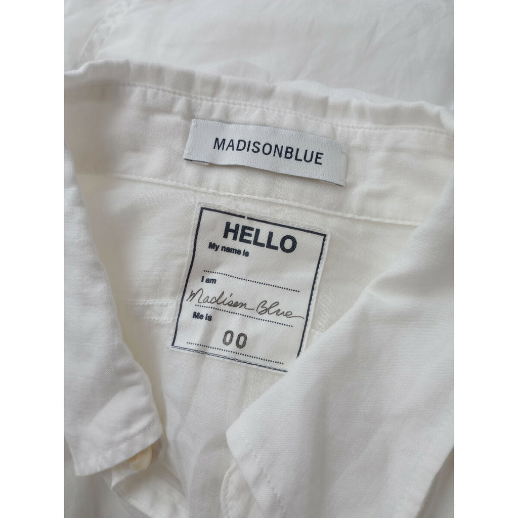 MADISON BLUE マディソンブルー HAMPTON LONG SHIRT ハンプトン ロング シャツ トップス リネン 麻 100％ 長袖 白 ホワイト 00 F【中古】