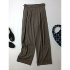 24AW MARGARET HOWELL マーガレットハウエル FLUID WOOL TROUSERS ウール 毛 100％ トラウザー スラックス パンツ カーキ 0【中古】