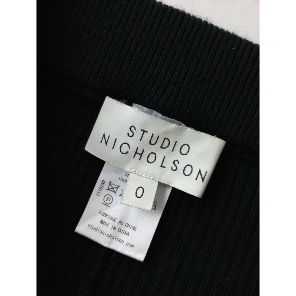 STUDIO NICHOLSON スタジオニコルソン 9GG MERINO RIB LEGGING リブ ニット レギンス パンツ 黒 ブラック 0 (22M＋9609)【中古】