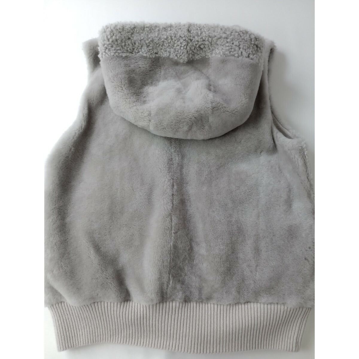 アパルトモン L'Appartement ReversibleVEST Mouton×Cashmere ラム 羊革 ウール カシミヤ リバーシブル フード ベスト グレー S (23M＋0369)【中古】
