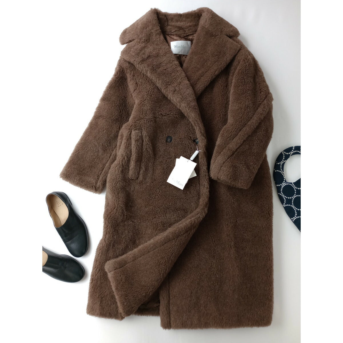 新品 マックスマーラ MaxMara NUEVO テディベア アイコンコート カシミヤミックス TEDDY ブラウン S (DM＋0809)