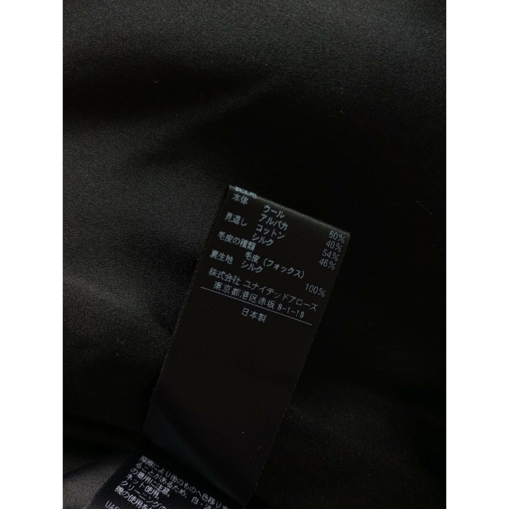 Drawer ドゥロワー フォックス ファー ポケット ループ ツイード ノーカラー ジャケット コート 36 黒 ブラック (25M＋0812)【中古】