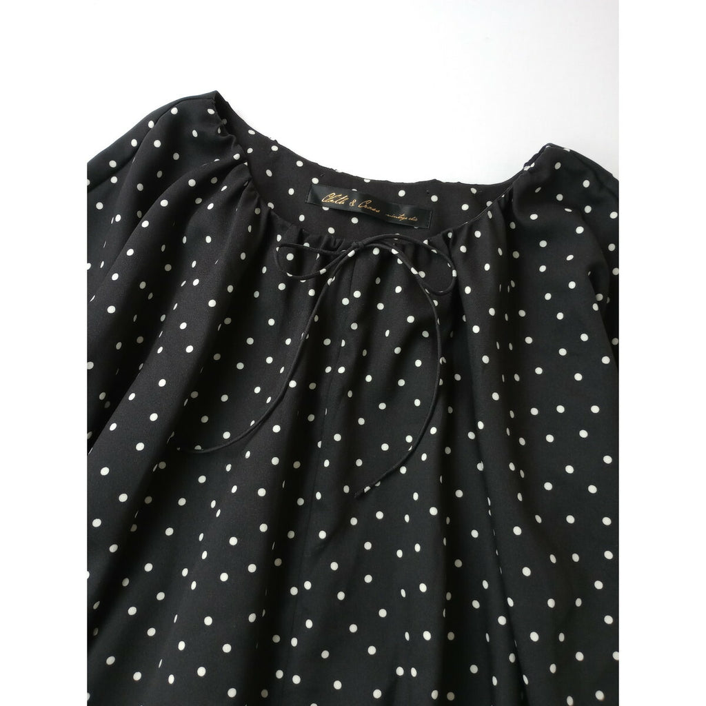 Cloth&Cross クロスアンドクロス 雅姫 ドット 柄 ロング ワンピース 水玉 黒 ブラック【中古】