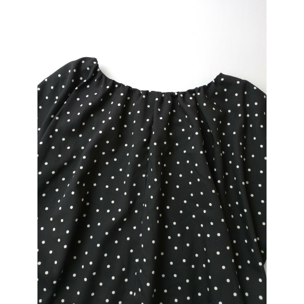 Cloth&Cross クロスアンドクロス 雅姫 ドット 柄 ロング ワンピース 水玉 黒 ブラック【中古】
