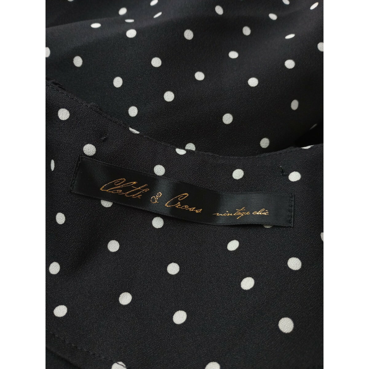 Cloth&Cross クロスアンドクロス 雅姫 ドット 柄 ロング ワンピース 水玉 黒 ブラック【中古】