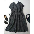 R&D.M.Co- オールドマンズテーラーCHAMBRAYCOTTON HEMPPOCKET DRESS シャンブレーコットンヘンプポケットドレス ロングワンピースグレーＭ【中古】