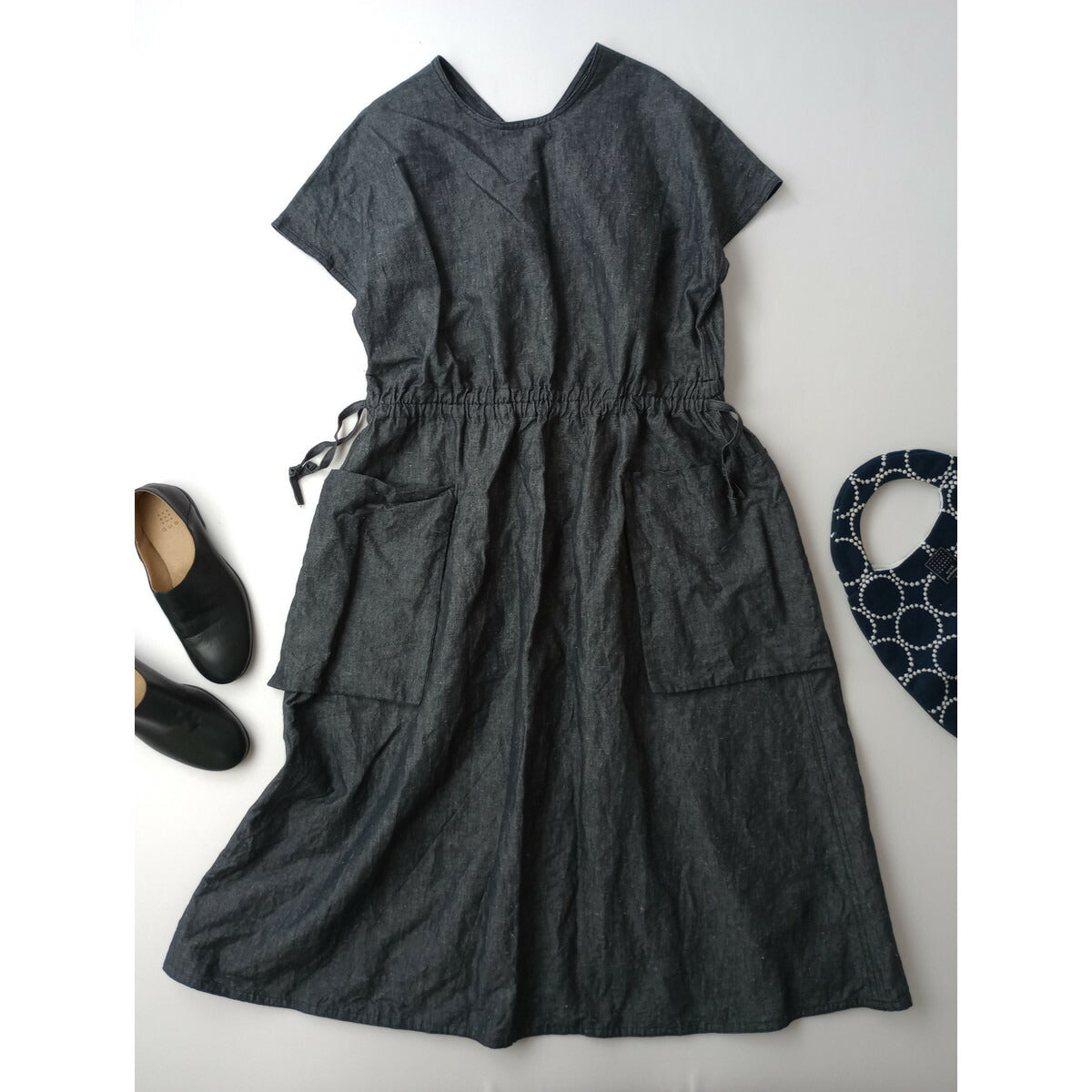 R&D.M.Co- オールドマンズテーラーCHAMBRAYCOTTON HEMPPOCKET DRESS シャンブレーコットンヘンプポケットドレス ロングワンピースグレーＭ【中古】