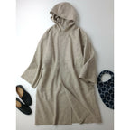 25AW MITTAN ミッタン 圧縮 ウール 100％ ニット フード ロング コート グレージュ 2 （19M＋0223)【中古】