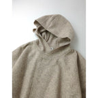 25AW MITTAN ミッタン 圧縮 ウール 100％ ニット フード ロング コート グレージュ 2 （19M＋0223)【中古】