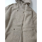 25AW MITTAN ミッタン 圧縮 ウール 100％ ニット フード ロング コート グレージュ 2 （19M＋0223)【中古】