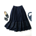 ZANINI with A&S ARTS&SCIENCE アーツアンドサイエンス Pleated Skirt ロング スカート ウール 毛 100％ ネイビー 1  (23M＋0375)【中古】