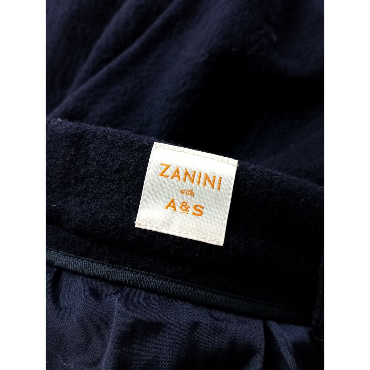 ZANINI with A&S ARTS&SCIENCE アーツアンドサイエンス Pleated Skirt ロング スカート ウール 毛 100％ ネイビー 1  (23M＋0375)【中古】