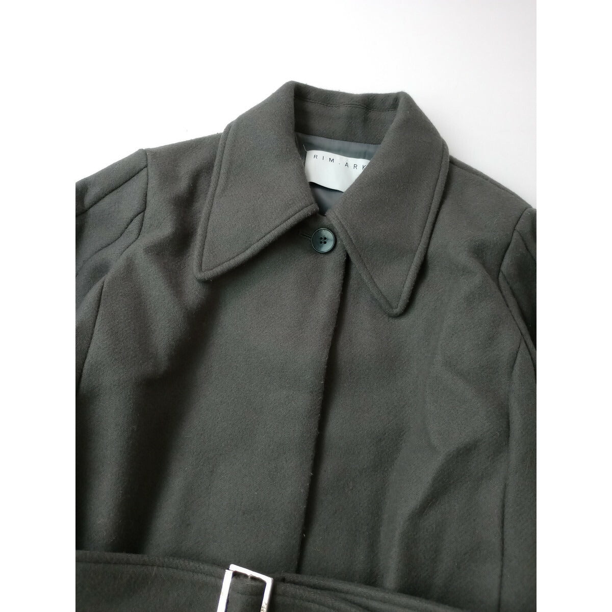 RIM.ARK リムアーク ウール Stand collar melton CT スタンドカラー ロングコート ベルト付き グレー 38 (20M＋1728)【中古】