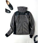 THE NORTH FACE ザノースフェイス フリース ジップアップ ブルゾン ジャケット グレー 黒 ブラック M (16M＋2597)【中古】