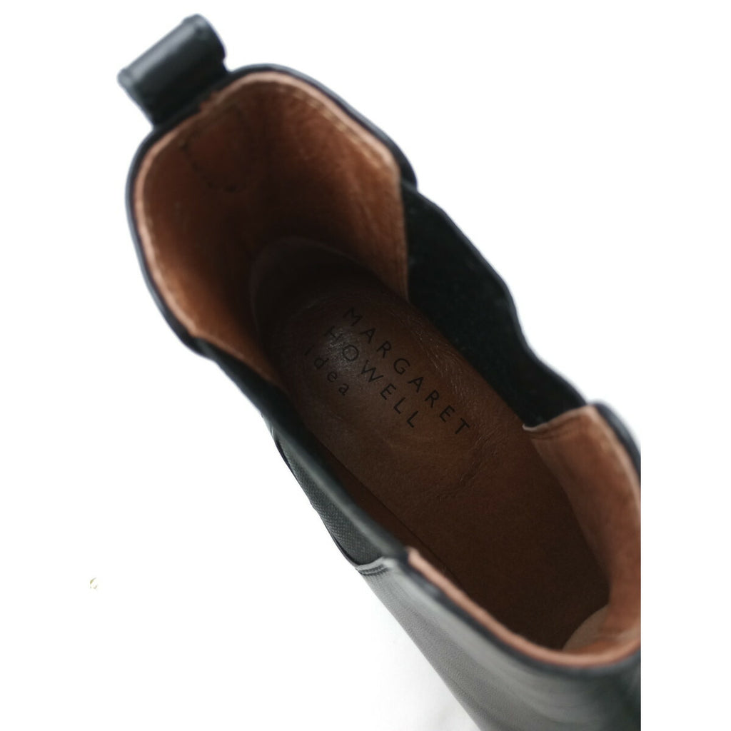 MARGARET HOWELL idea マーガレットハウエル アイデア サイドゴア ショート ブーツ HYDROSTOPPER 黒 ブラック 【防滑・スノーソール】 25 靴【中古】