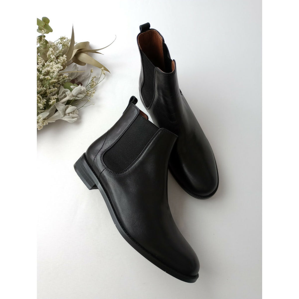 MARGARET HOWELL idea マーガレットハウエル アイデア サイドゴア ショート ブーツ HYDROSTOPPER 黒 ブラック 【防滑・スノーソール】 25 靴【中古】