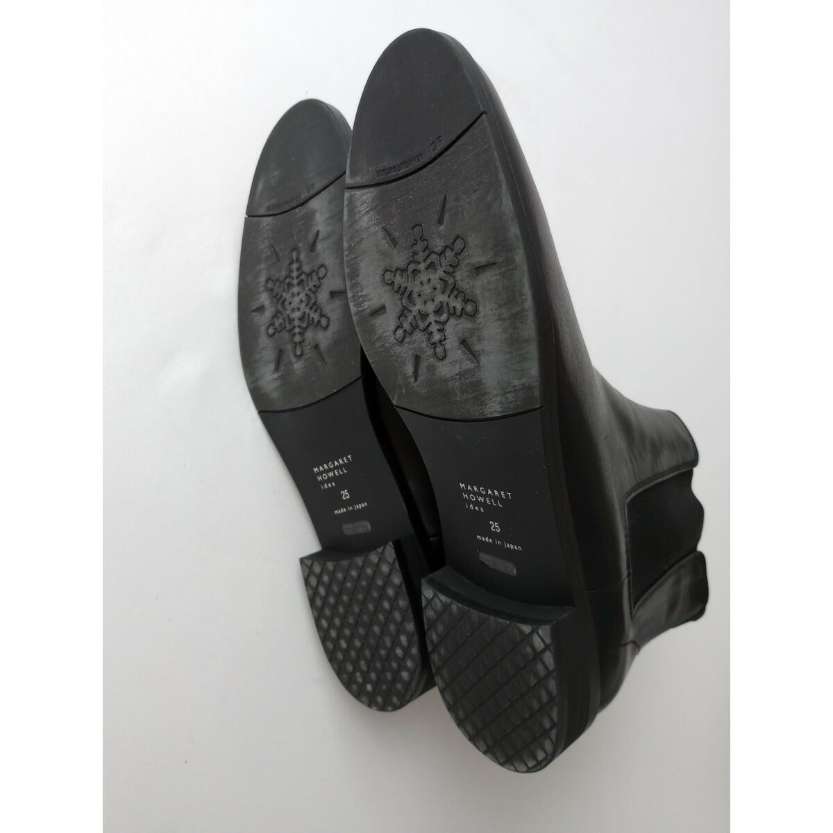 MARGARET HOWELL idea マーガレットハウエル アイデア サイドゴア ショート ブーツ HYDROSTOPPER 黒 ブラック 【防滑・スノーソール】 25 靴【中古】
