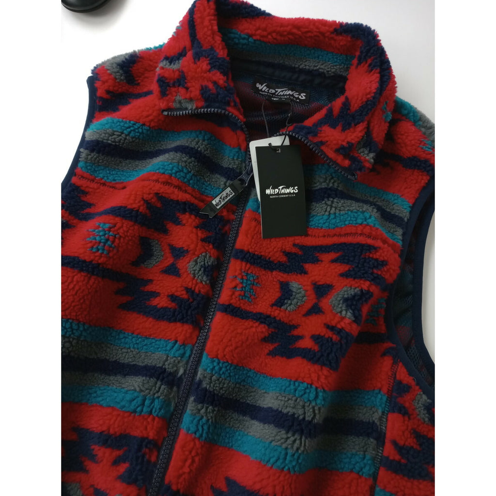 新品 WILD THINGS ワイルドシングス FLUFFY BOA VEST ボア ベスト フリース 赤 L【中古】
