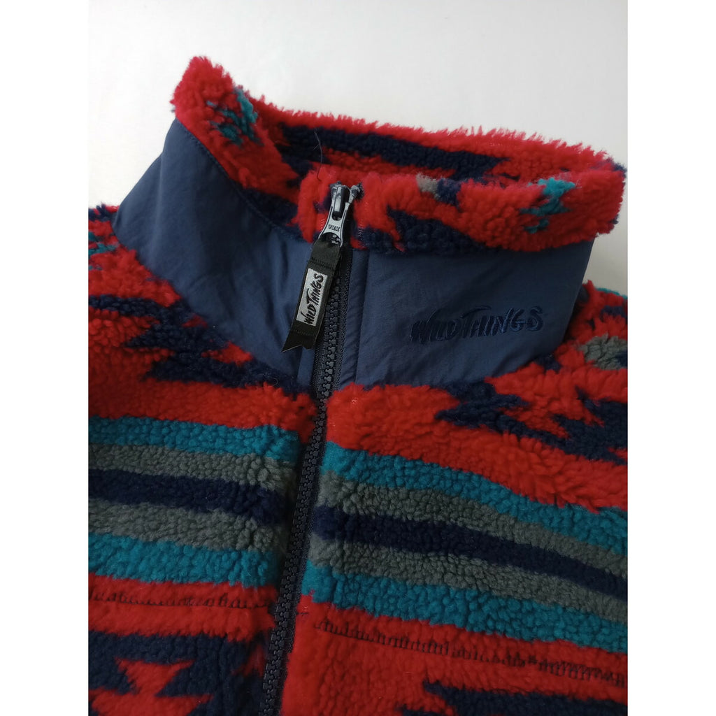 新品 WILD THINGS ワイルドシングス FLUFFY BOA VEST ボア ベスト フリース 赤 L【中古】