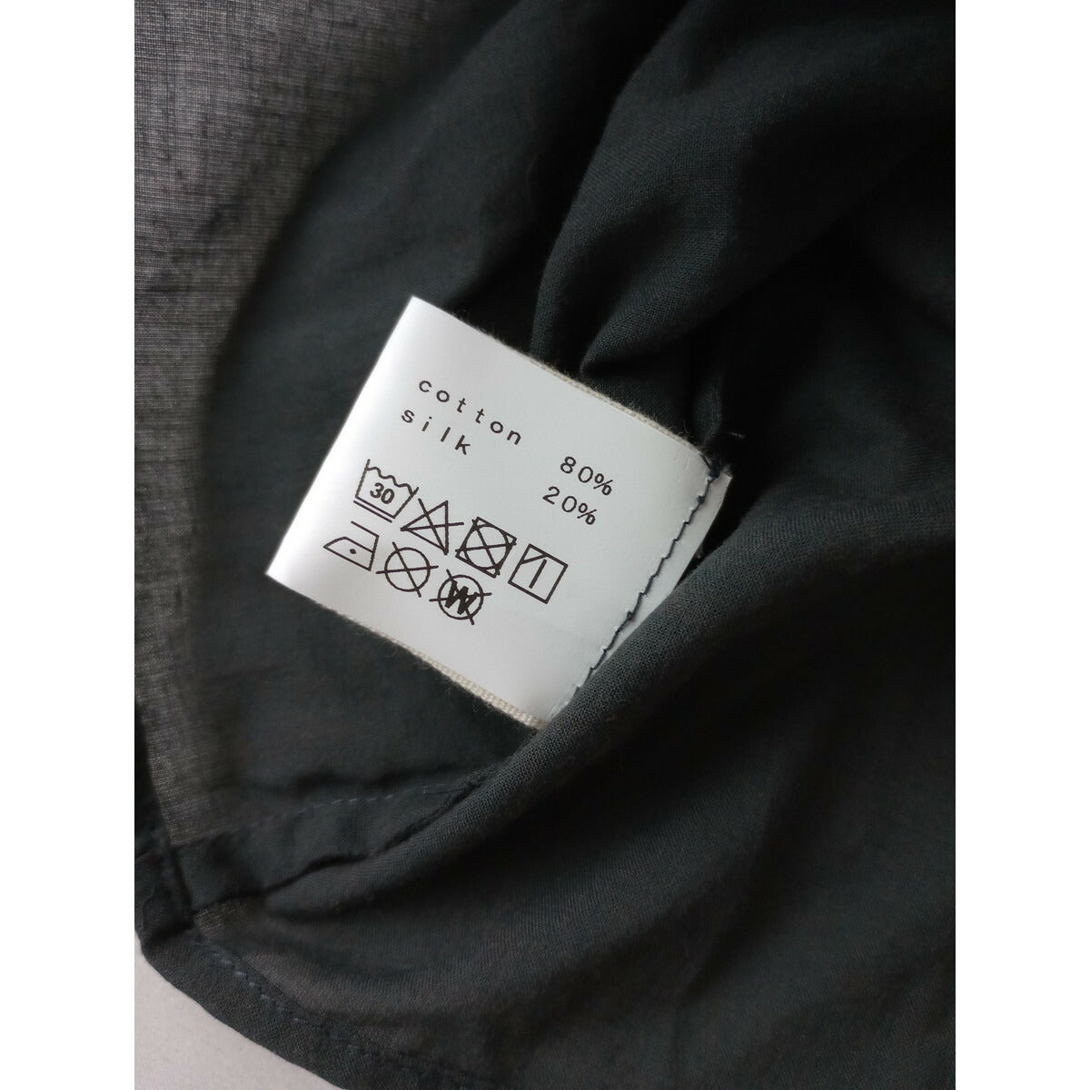 atelier Rough atour アトリエ ラフ アトゥール コットン シルク ドルマンスリーブ ショート ブラウス トップス 墨黒ダ ークグレー F【中古】