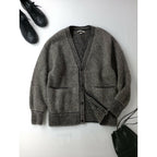 blurhmsブラームスAlpaca Bird's-eye Knit Cardiganアルパカウールバーズアイニットカーディガン 黒ブラック ライトベージュ 0 (25M＋0813)【中古】