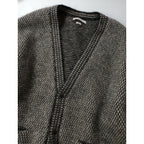 blurhmsブラームスAlpaca Bird's-eye Knit Cardiganアルパカウールバーズアイニットカーディガン 黒ブラック ライトベージュ 0 (25M＋0813)【中古】