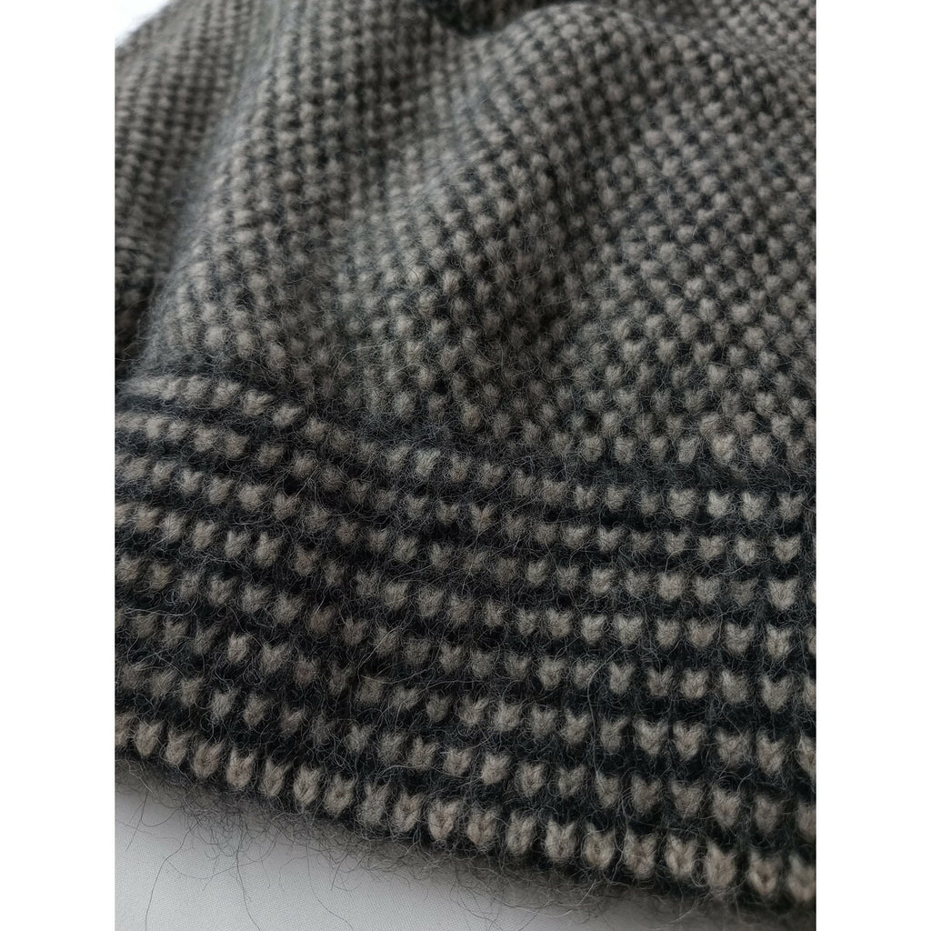 blurhmsブラームスAlpaca Bird's-eye Knit Cardiganアルパカウールバーズアイニットカーディガン 黒ブラック ライトベージュ 0 (25M＋0813)【中古】