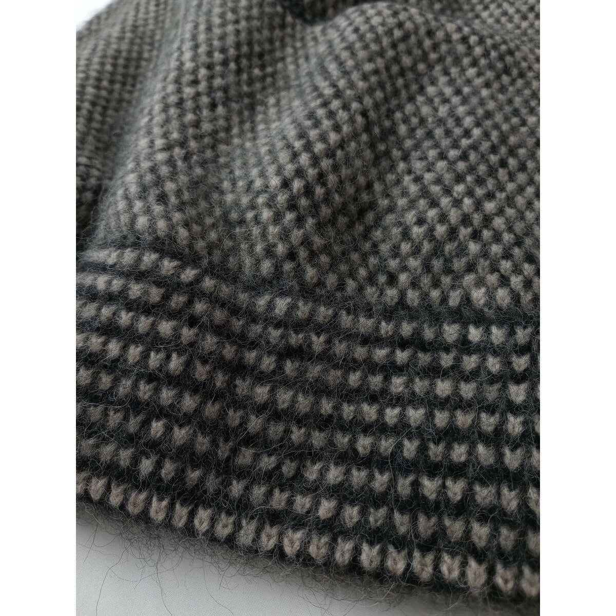 blurhmsブラームスAlpaca Bird's-eye Knit Cardiganアルパカウールバーズアイニットカーディガン 黒ブラック ライトベージュ 0 (25M＋0813)【中古】