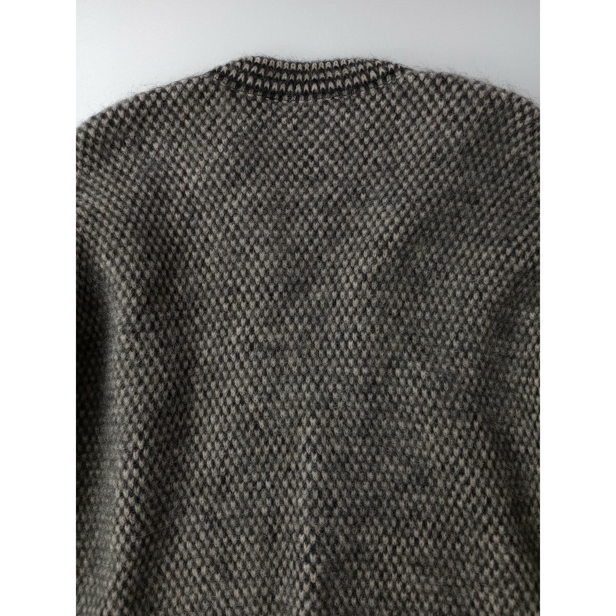 blurhmsブラームスAlpaca Bird's-eye Knit Cardiganアルパカウールバーズアイニットカーディガン 黒ブラック ライトベージュ 0 (25M＋0813)【中古】