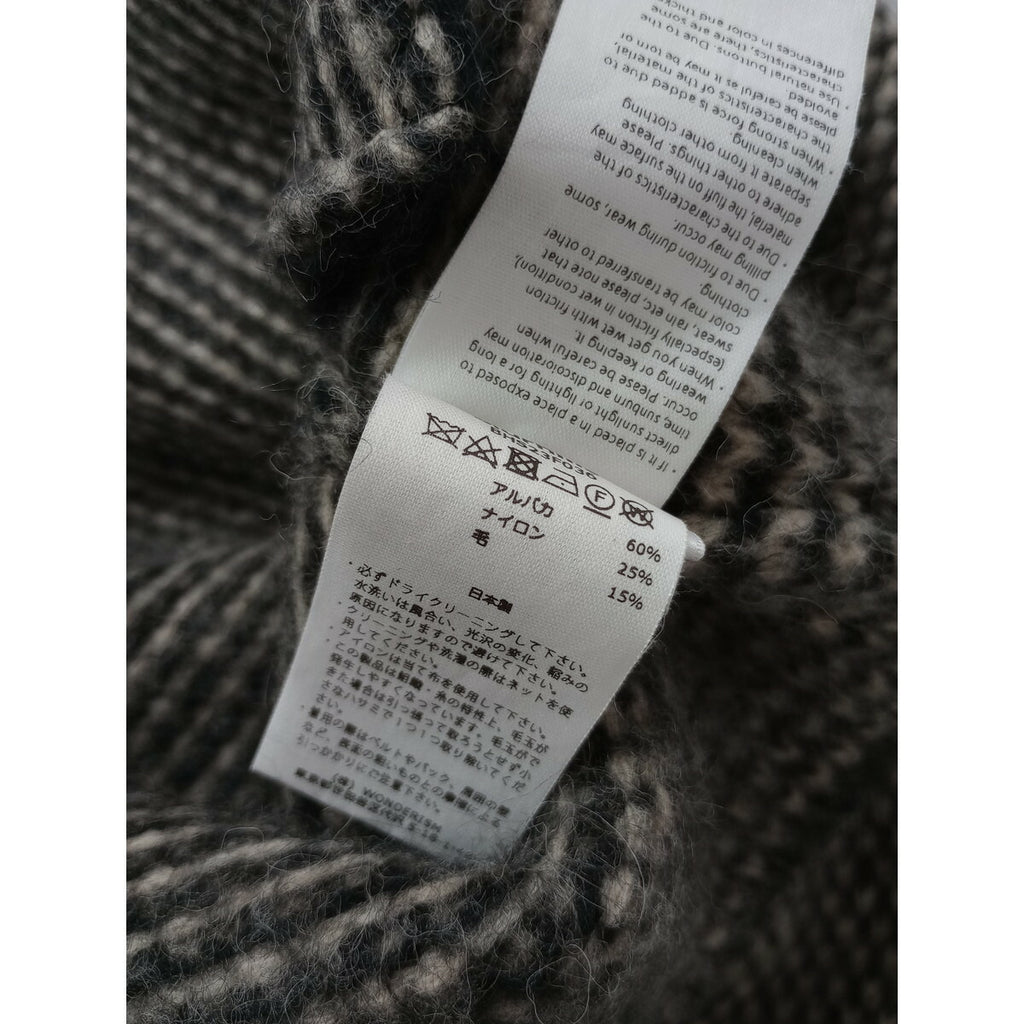 blurhmsブラームスAlpaca Bird's-eye Knit Cardiganアルパカウールバーズアイニットカーディガン 黒ブラック ライトベージュ 0 (25M＋0813)【中古】