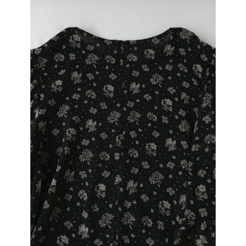 Cloth&Cross クロスアンドクロス フラワー プリント 花柄 プルオーバー ブラウス スカート セットアップ 黒 ブラック【中古】