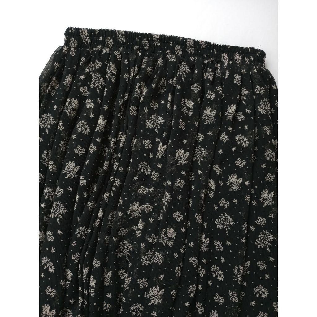 Cloth&Cross クロスアンドクロス フラワー プリント 花柄 プルオーバー ブラウス スカート セットアップ 黒 ブラック【中古】