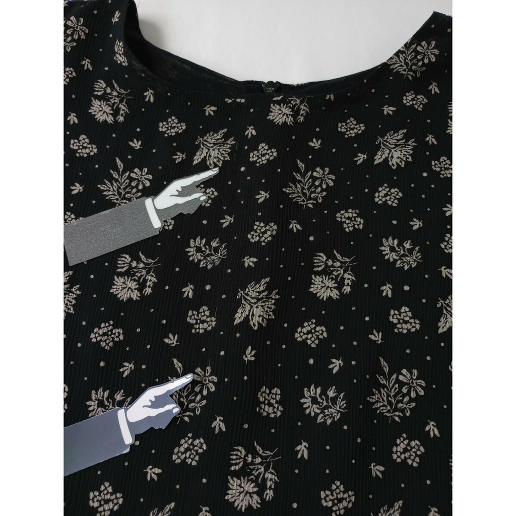 Cloth&Cross クロスアンドクロス フラワー プリント 花柄 プルオーバー ブラウス スカート セットアップ 黒 ブラック【中古】