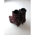 22AW Mame Kurogouchi マメ クロゴウチ Floral Jacquard Boots フローラルジャガード ブーツ ワインレッド 23.5 靴【中古】